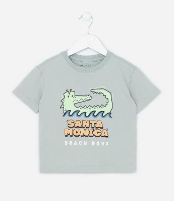 Camiseta Infantil com Estampa Jacaré - Tam 1 a 6 Anos