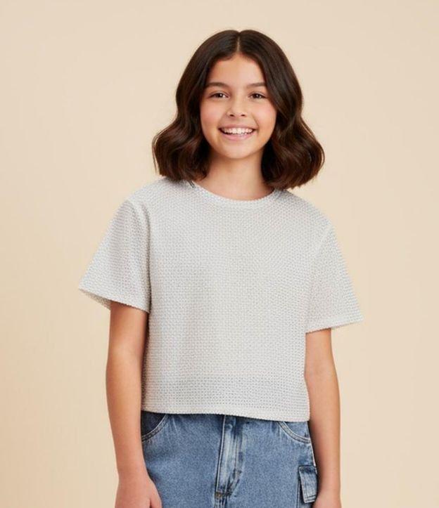 Blusa Cropped Infantil com Tela Brilhosa - Tam 5 a 14 Anos - 2