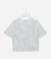 Blusa Cropped Infantil com Tela Brilhosa - Tam 5 a 14 Anos - 1