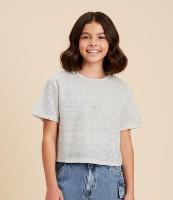 Blusa Cropped Infantil com Tela Brilhosa - Tam 5 a 14 Anos - 2