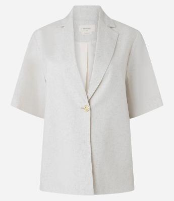 Blazer em Viscolinho com Botão Único e Manga Curta