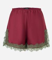 Short Curto Evasê em Cetim Com Renda Contrastante na Barra - 1