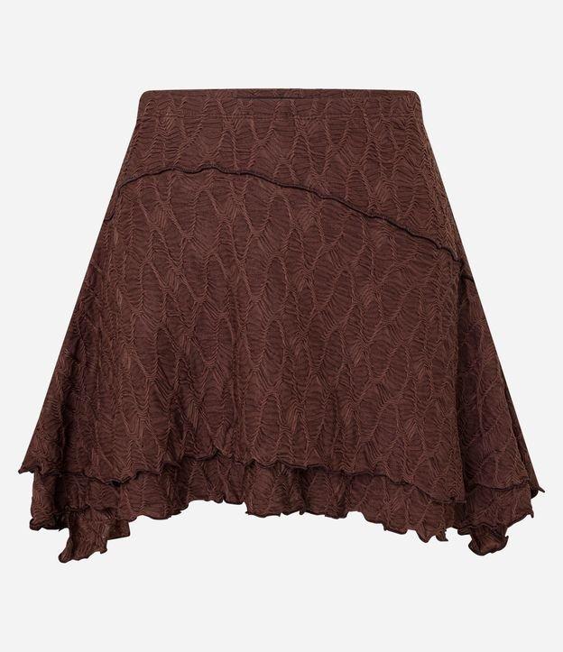 Saia Curta Evasê com Texturas e Sobreposições com Barra Assimétrica - 1