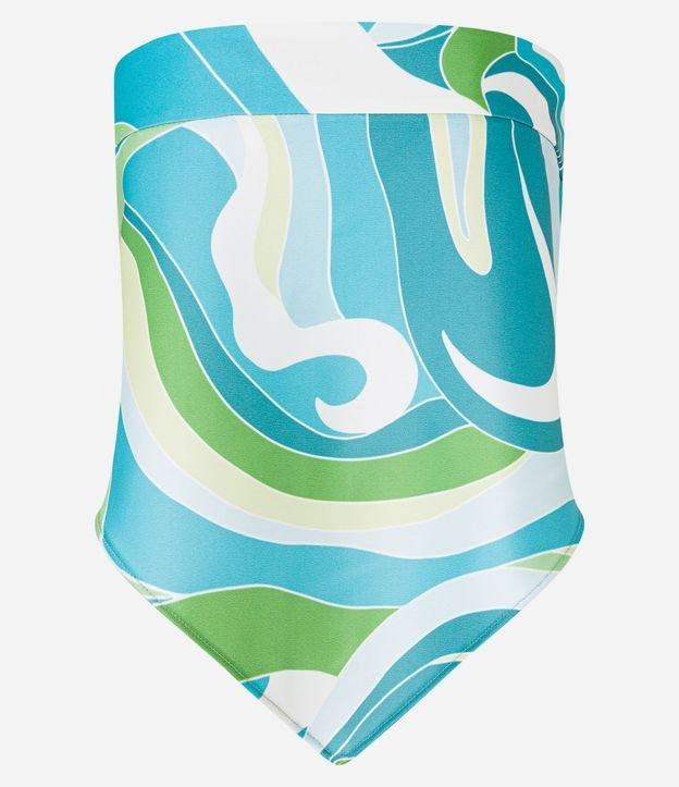 Blusa Lenço Tomara que Caia em Cetim com Estampa Abstrata - 2