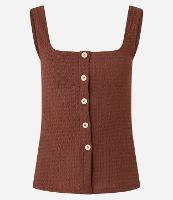 Blusa Texturizada com Decote Quadrado e Botões - 1