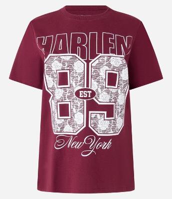 Camiseta T-shirt com Estampa Harlem  89 em Detalhe Rendado
