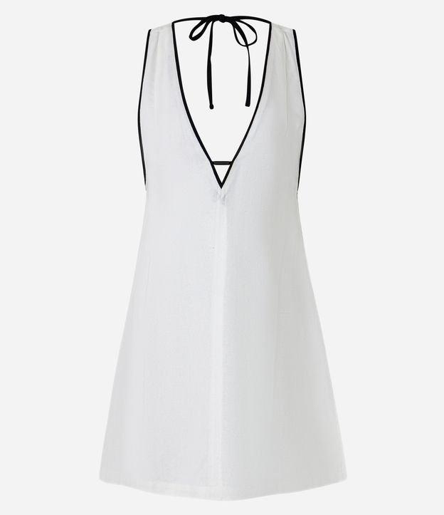 Saída de Praia Vestido em Viscolinho com Vieses Contrastantes - 1