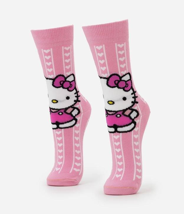 Meia Cano Alto em Algodão com Estampa Hello Kitty - 1