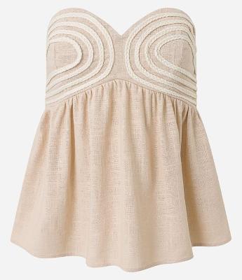 Blusa Sem Alça em Viscolinho com Cordas no Busto