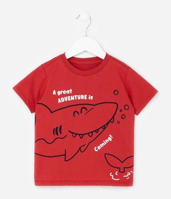 Camiseta Infantil com Estampa Tubarão - Tam 1 a 6 Anos
