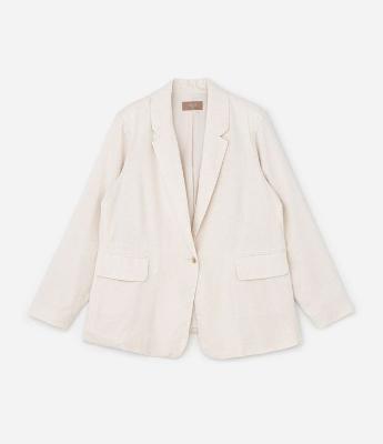 Blazer Alongado em Viscolinho com Botão Único Curve & Plus Size