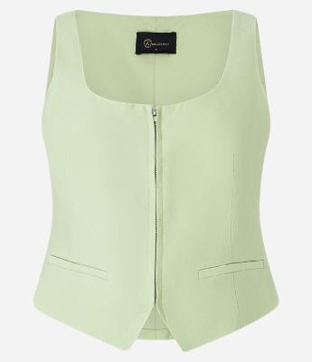 Colete Corset Alfaiatada com Decote U e Barra V
