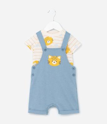 Conjunto Infantil em Moletom com Estampa de Tigre - Tam 0 a 18 Meses