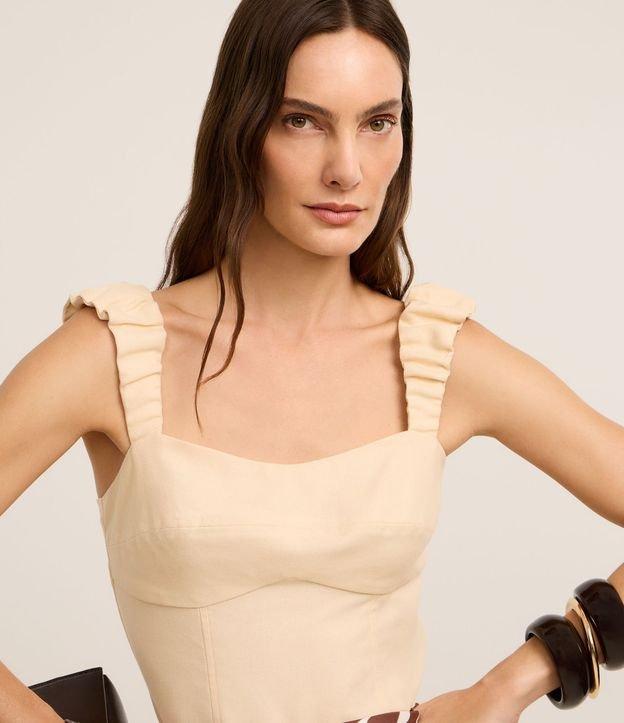 Blusa de Alça Larga com Linho e Decote Coração - 2