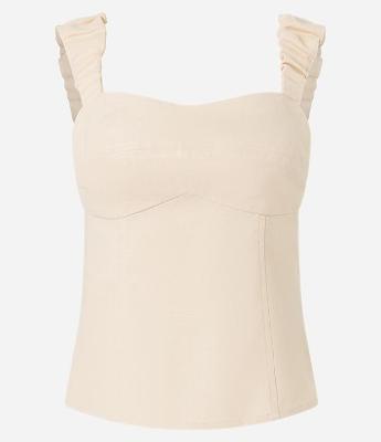 Blusa de Alça Larga com Linho e Decote Coração