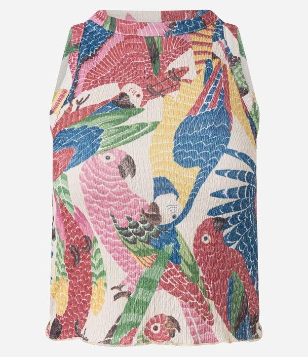 Blusa Curta Texturizada com Estampa Araras - 1