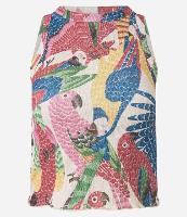 Blusa Curta Texturizada com Estampa Araras - 1