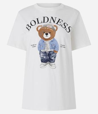 Camiseta em Algodão com Estampa Bordada de Urso