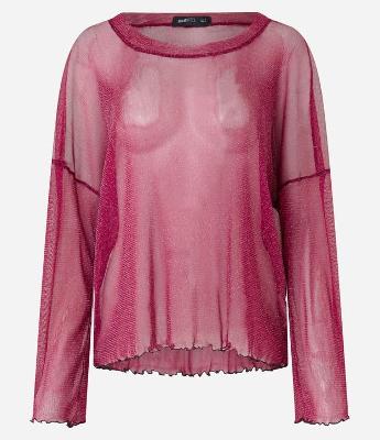 Blusa em Tule com Brilho e Manga Longa