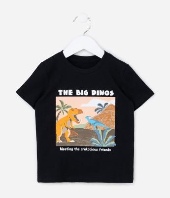 Camiseta Infantil com Estampa Dinossauros - Tam 1 a 6 Anos