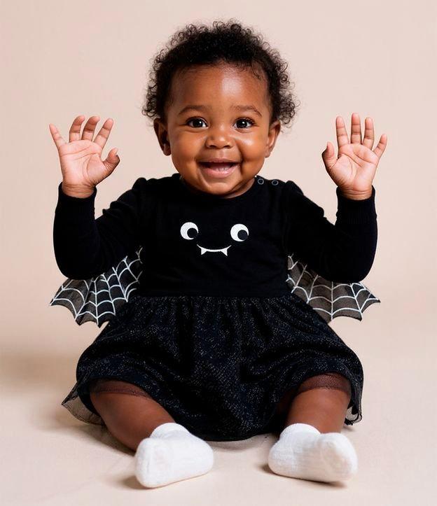Vestido Body Infantil com Estampa Morceguinha e Asas - Tam 0 a 18 meses - 1