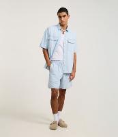 Bermuda Regular em Jeans com Cós Elástico e Estampa Listrada - 2