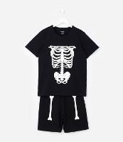 Pijama Infantil Estampa Esqueleto de Halloween - Tam 5 a 14 Anos - 1