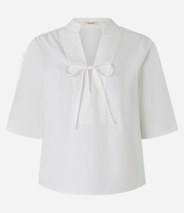 Blusa em Tricoline com Amarração na Gola Padre - 1