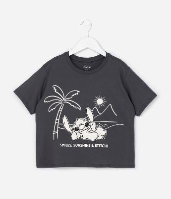 Camiseta Comfort Infantil Stitch Praiano  - Tam 5 a 14 Anos