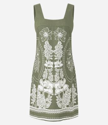 Vestido Curto em Viscolinho com Estampa Floral