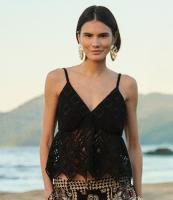 Blusa em Tricô Floral com Ponto Vazado - 1