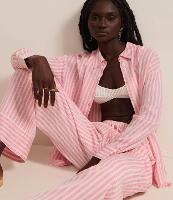 Camisa Alongada em Cambraia com Listras em Fio Tinto - 2