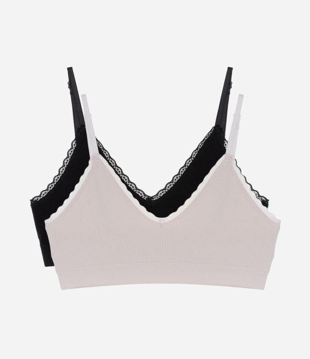 Kit 02 Sutiãs Top Triângulo Seamless com Detalhe de Rendinha - 1