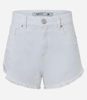 Short Slim em Sarja com Franjjas na Barra Desfeita - 1