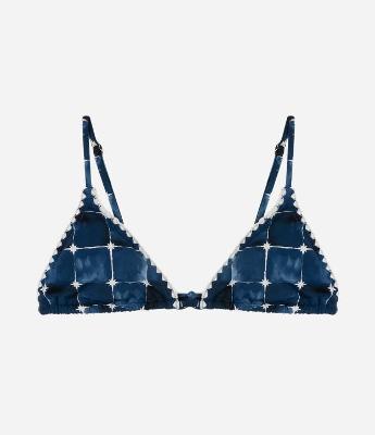 Biquíni Top Cortininha em Microfibra com Estampa de Azulejos