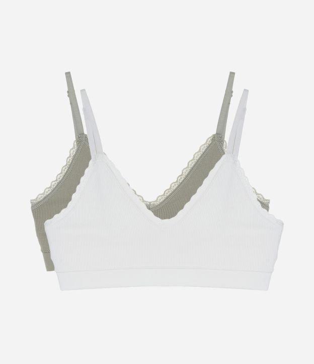 Kit 02 Sutiãs Top Triângulo Seamless com Detalhe de Rendinha - 1