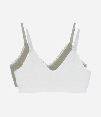 Kit 02 Sutiãs Top Triângulo Seamless com Detalhe de Rendinha