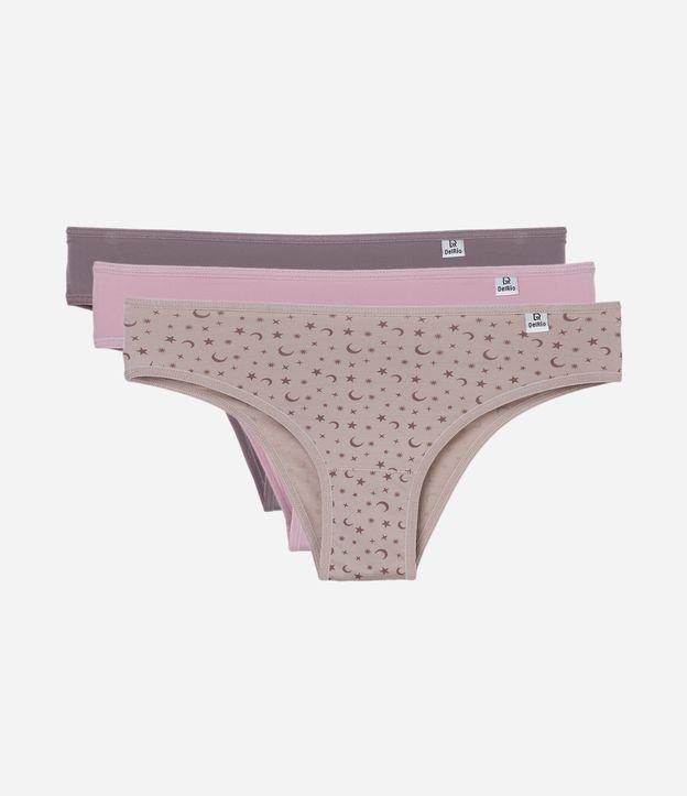Kit 03 Calcinhas Biquíni em Microfibra com Estampa de Lua DelRio - 1