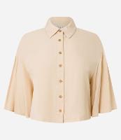 Camisa Curta com Mangas Amplas e Fechamento por Botões - 1