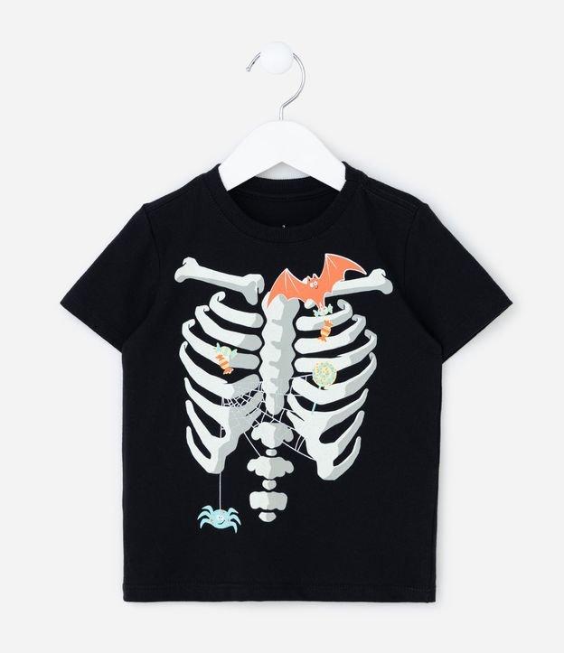 Camiseta Infantil com Estampa Esqueleto Halloween - Tam 1 a 6 Anos - 1