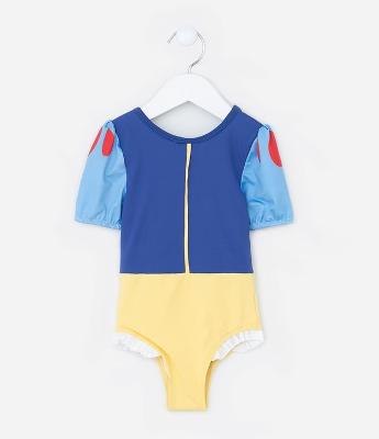 Maiô Infantil com Proteção UV e Estampa Branca de Neve - Tam 2 a 6 Anos