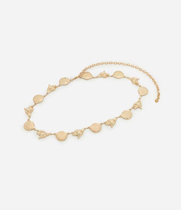 Cinto Estreito em Metal com Correntes e Pingentes de Conchas Boho Romântico - 1