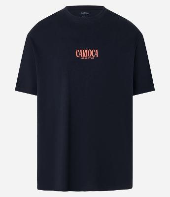 Camiseta Relaxed em Algodão com Estampa de Praia Carioca