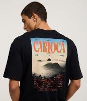 Camiseta Relaxed em Algodão com Estampa de Praia Carioca - 2