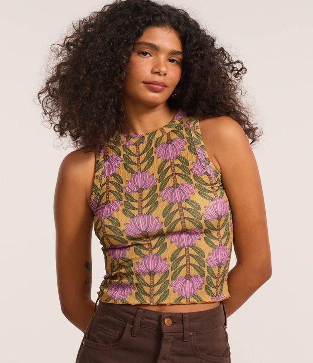 Blusa Curta Texturizada com Estampa Floral - 2