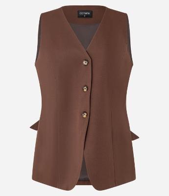 Colete Longo Alfaiatado com Botões e Amarração nas Costas