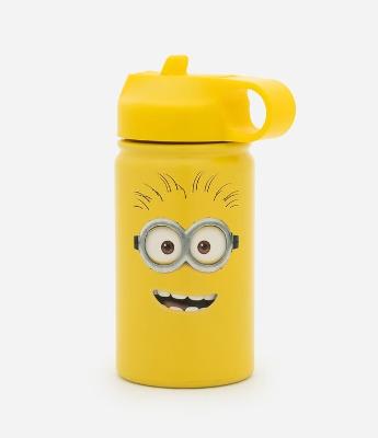 Garrafa Térmica em Metal com Canudo e Estampa Minions