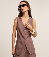 Colete Longo Alfaiatado com Amarração nas Costas e Botões - 2