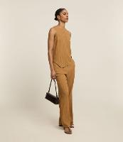 Calça Reta Cintura Alta em Viscose com Elástico no Cós - 1