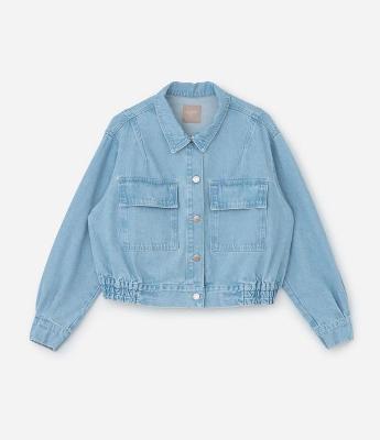 Jaqueta em Jeans com Cós no Elástico Curve & Plus Size